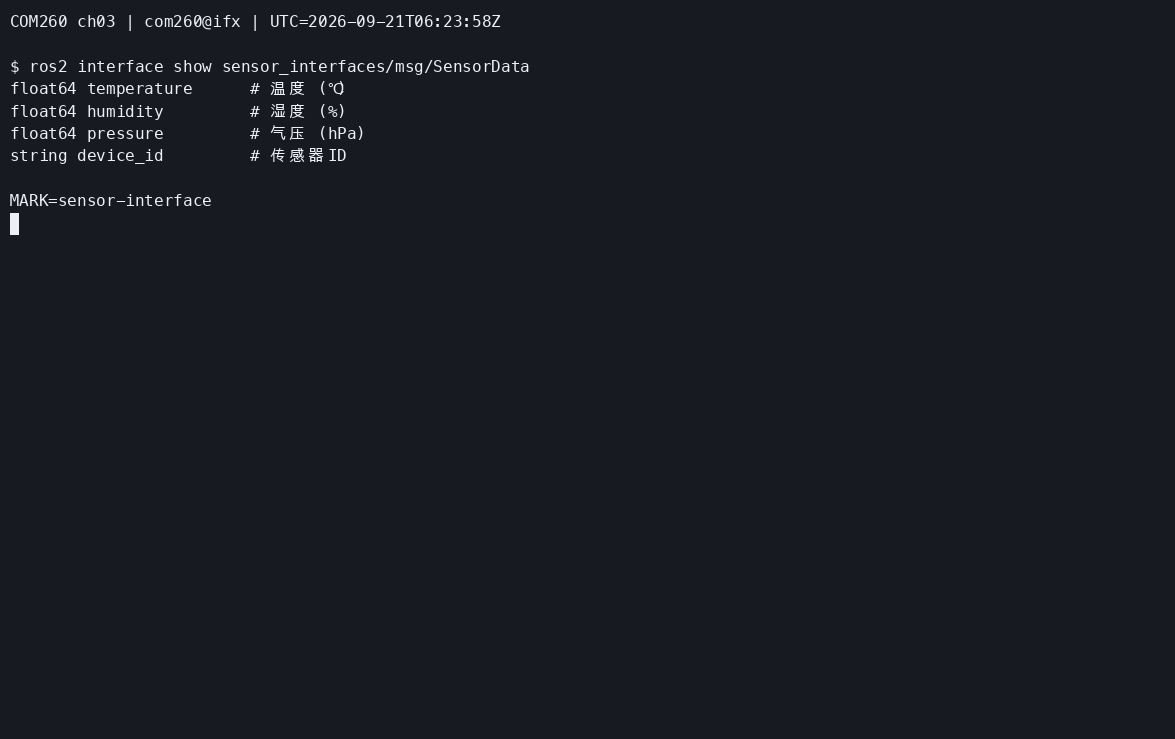 COM260 生成的 SensorData 消息字段。